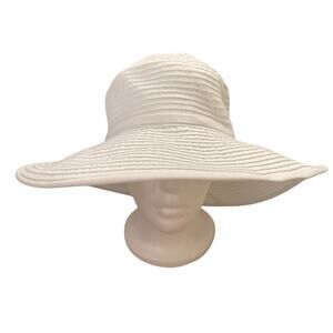 SAN DIEGO HAT COMPANY White Ribbon Medium Brim Floppy Sun Hat One Size UPF 50